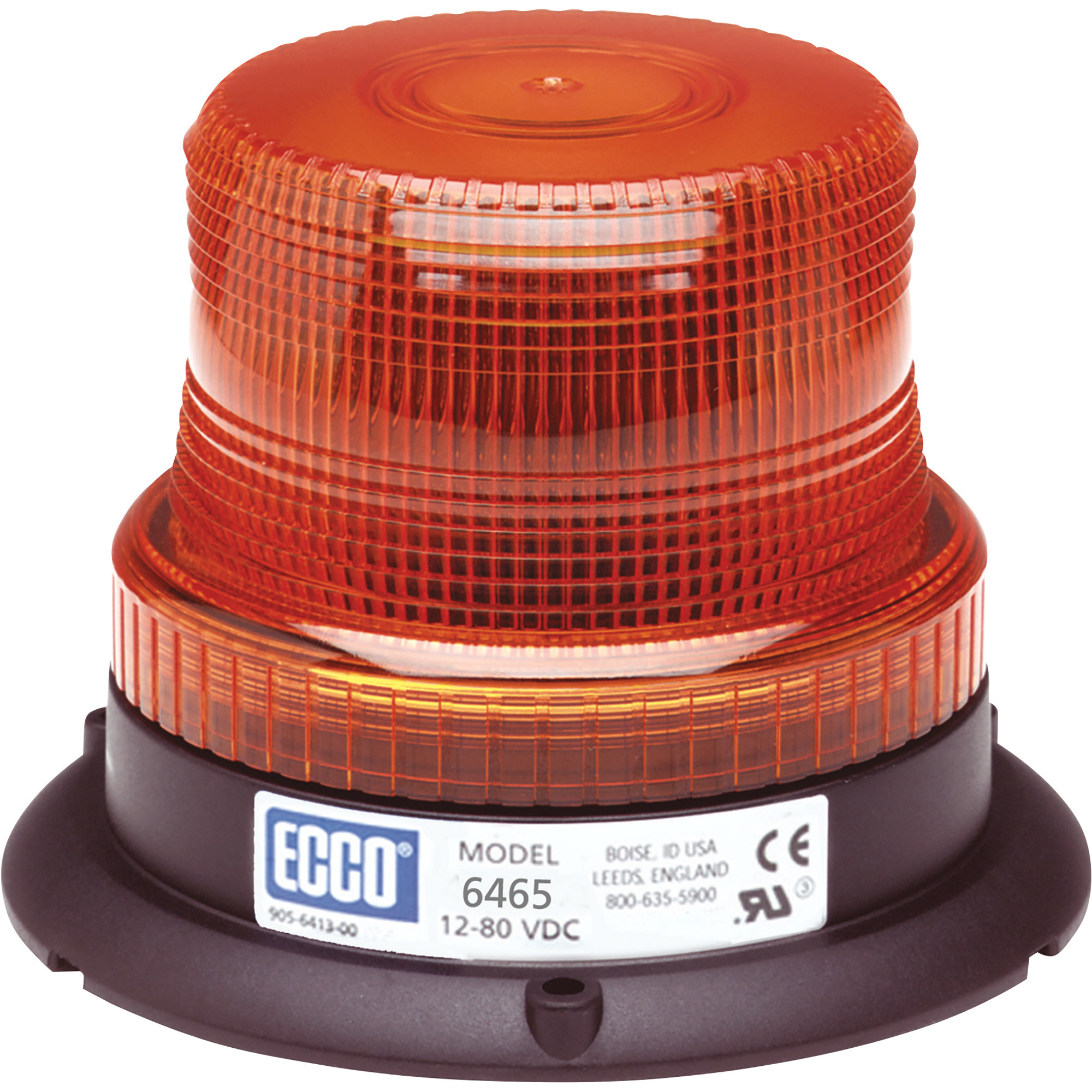 Ecco LED Beacon Light, Amber Lens, Permanent Mount, SAE Class 3, Model# 6465A